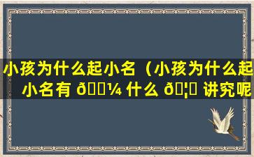 小孩为什么起小名（小孩为什么起小名有 🐼 什么 🦍 讲究呢）